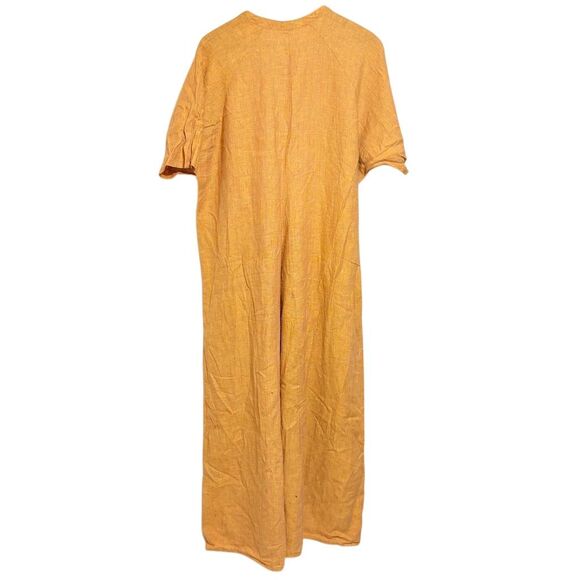 Flax Womens Yellow Linen Maxi Dress Size Large - Picture 3 of 11